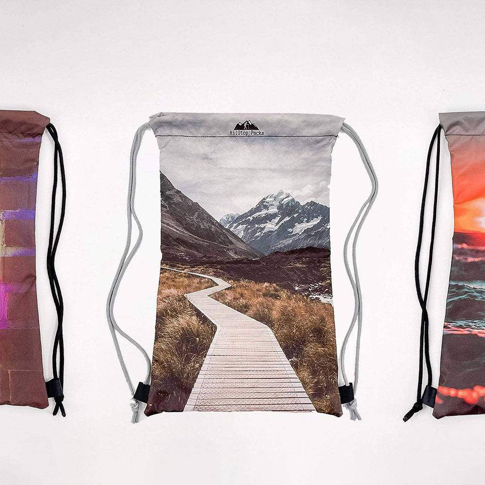 Hilltop Packs Custom Printed Drawstring Backpack – personalisierbarer Kordelzugrucksack – Herstelleransicht 14 / Gestaltungsbeispiel