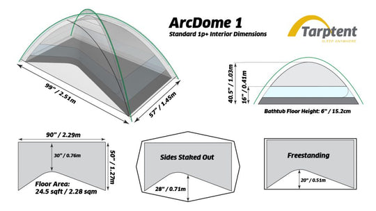 TarpTent ArcDome 1+ – Maßzeichnung